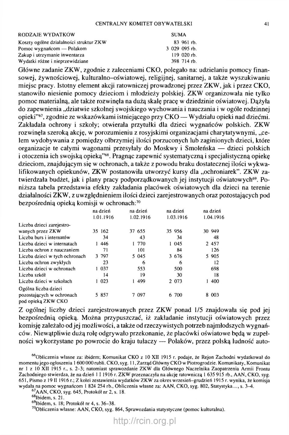 Główne zadanie ZKW, zgodnie z zaleceniami CKO, polegało na: udzielaniu pomocy finansowej, żywnościowej, kulturalno-oświatowej, religijnej, sanitarnej, a także wyszukiwaniu miejsc pracy.