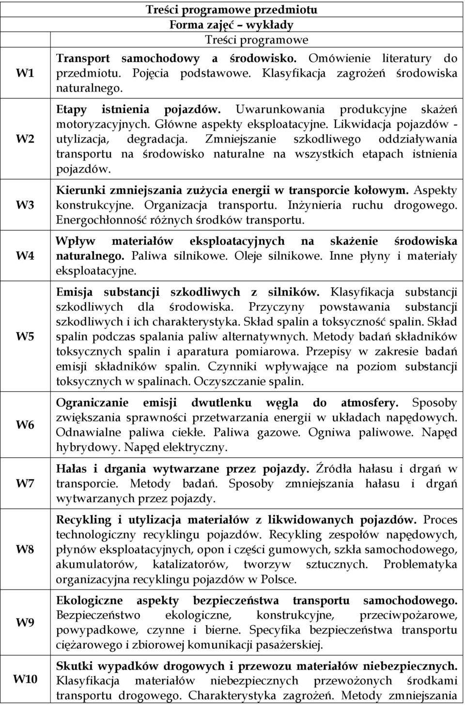 Zmniejszanie szkodliwego oddziaływania transportu na środowisko naturalne na wszystkich etapach istnienia pojazdów. Kierunki zmniejszania zużycia energii w transporcie kołowym. Aspekty konstrukcyjne.