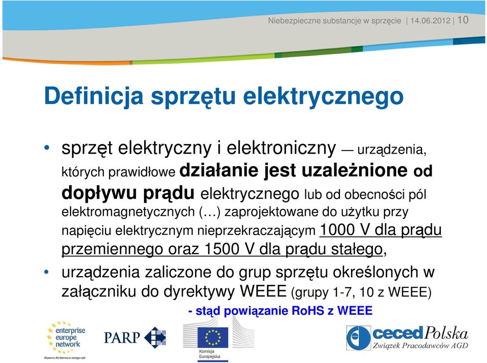 uzależnione od dopływu prądu elektrycznego lub od obecności pól elektromagnetycznych ( ) zaprojektowane do użytku przy napięciu