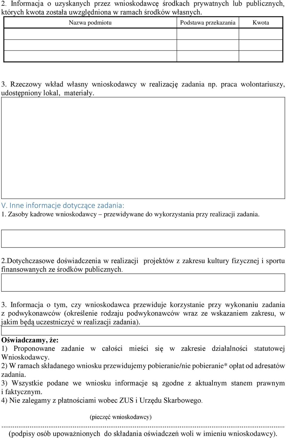 Zasoby kadrowe wnioskodawcy przewidywane do wykorzystania przy realizacji zadania. 2.