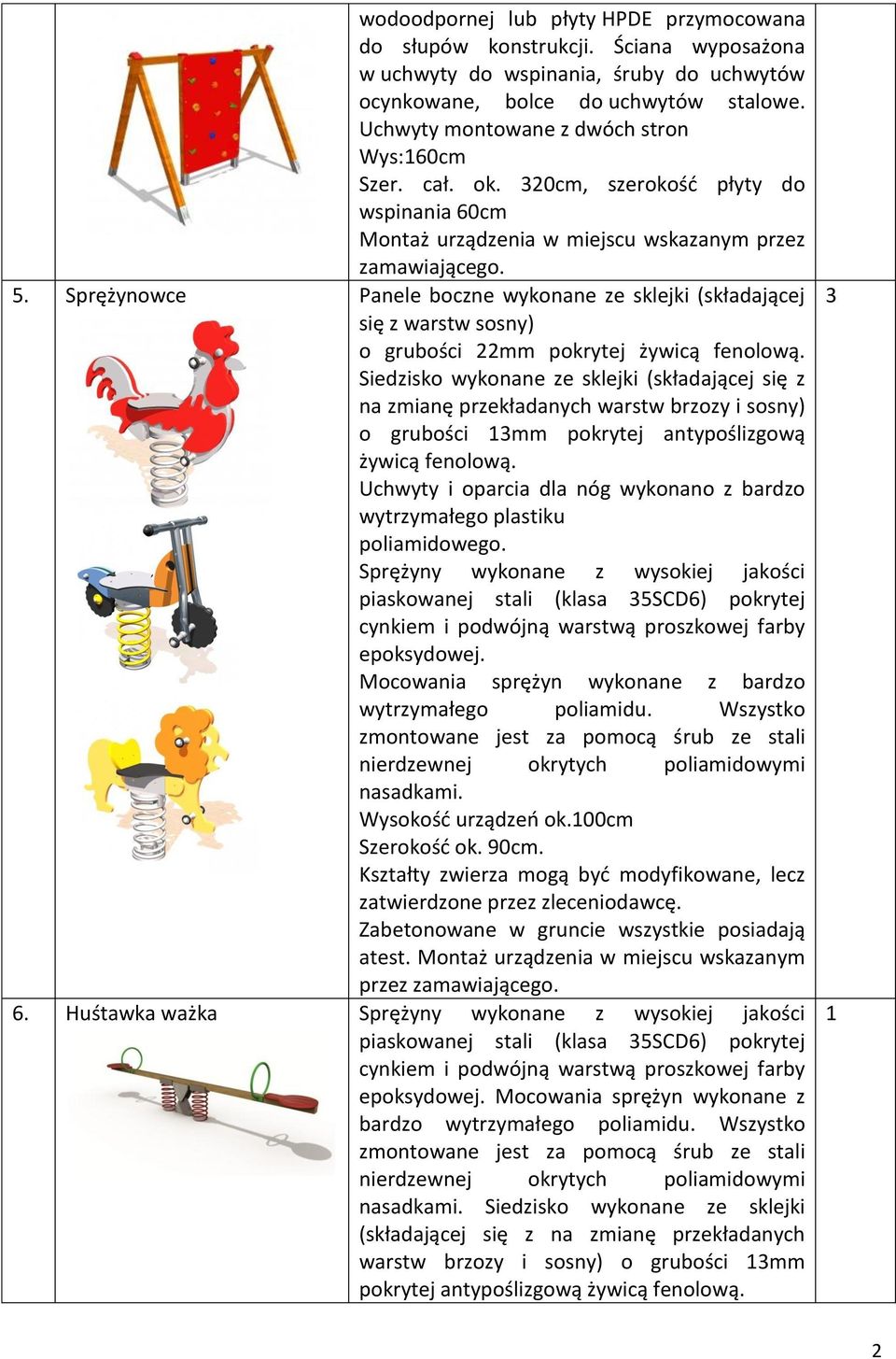 Sprężynowce Panele boczne wykonane ze sklejki (składającej się z warstw sosny) o grubości mm pokrytej żywicą fenolową.