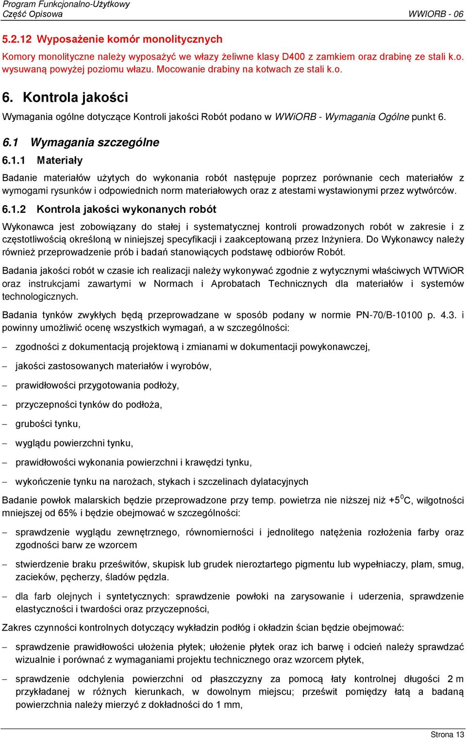 Wymagania szczególne 6.1.