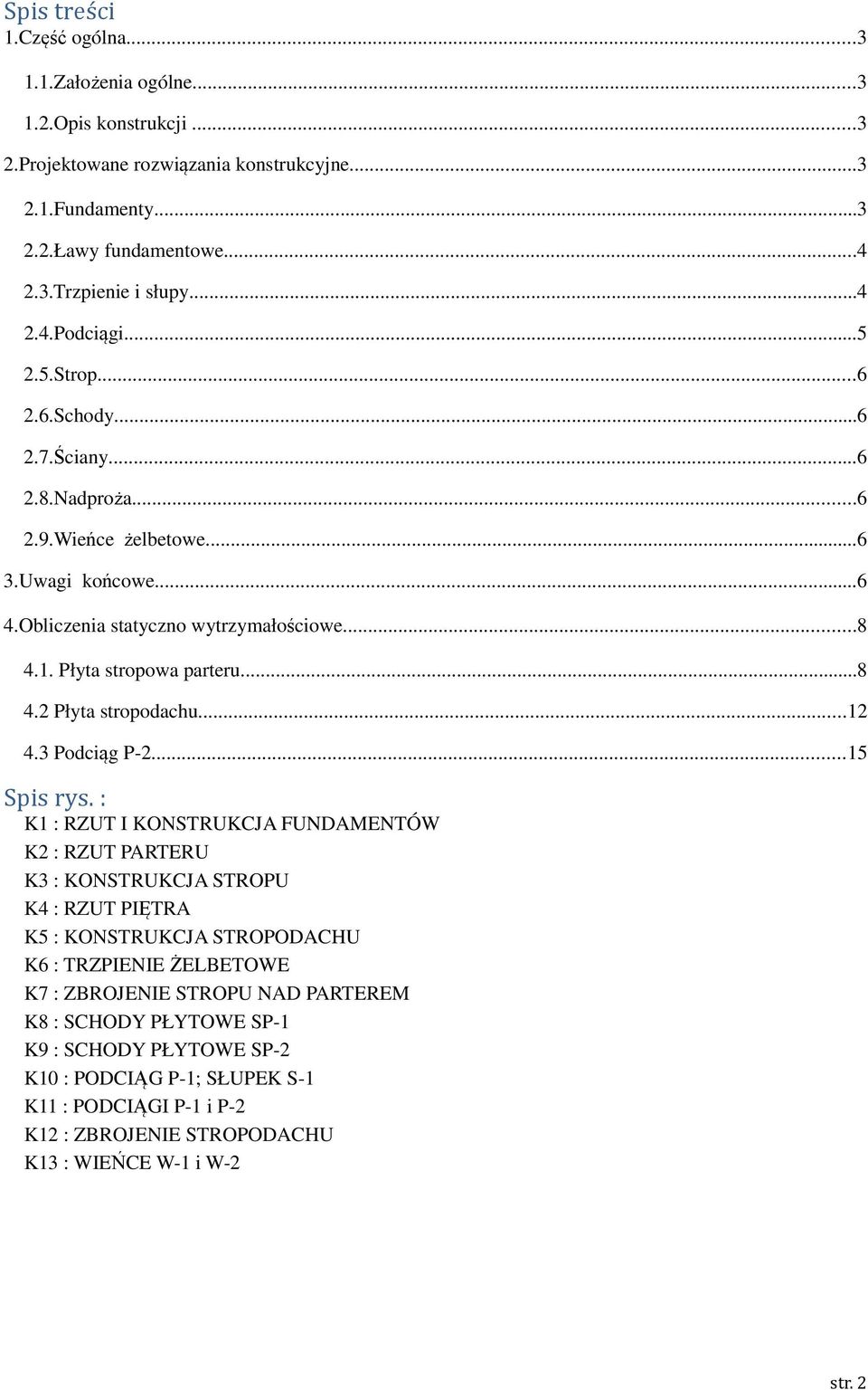 ..12 4.3 Podciąg P-2...15 Spis rys.