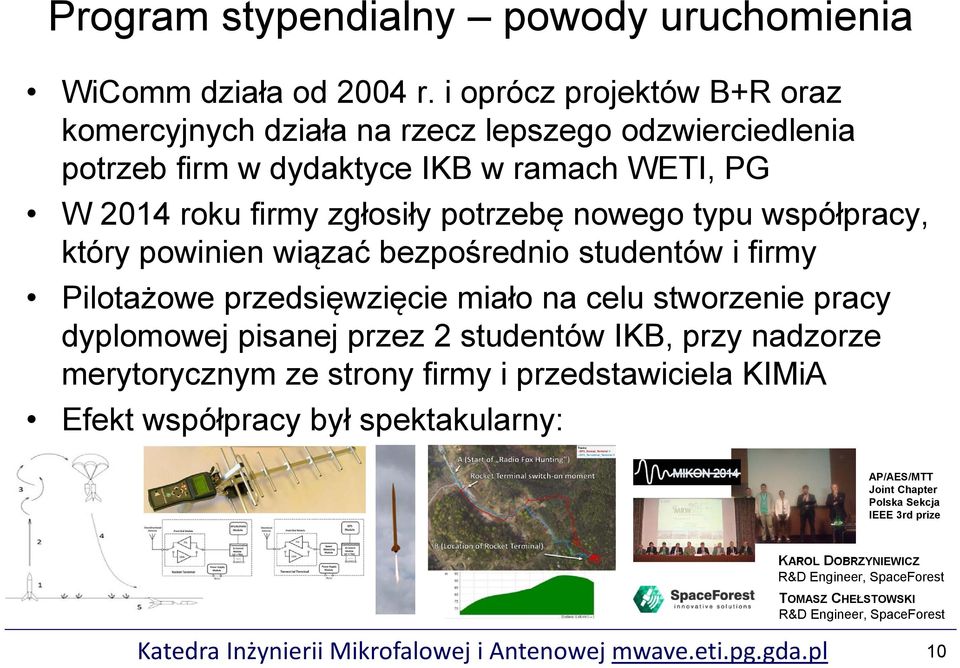 współpracy, który powinien wiązać bezpośrednio studentów i firmy Pilotażowe przedsięwzięcie miało na celu stworzenie pracy dyplomowej pisanej przez 2 studentów IKB, przy nadzorze