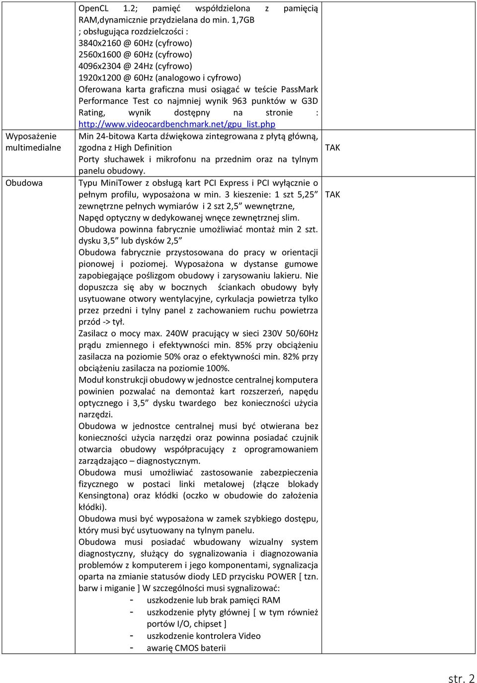 teście PassMark Performance Test co najmniej wynik 963 punktów w G3D Rating, wynik dostępny na stronie : http://www.videocardbenchmark.net/gpu_list.