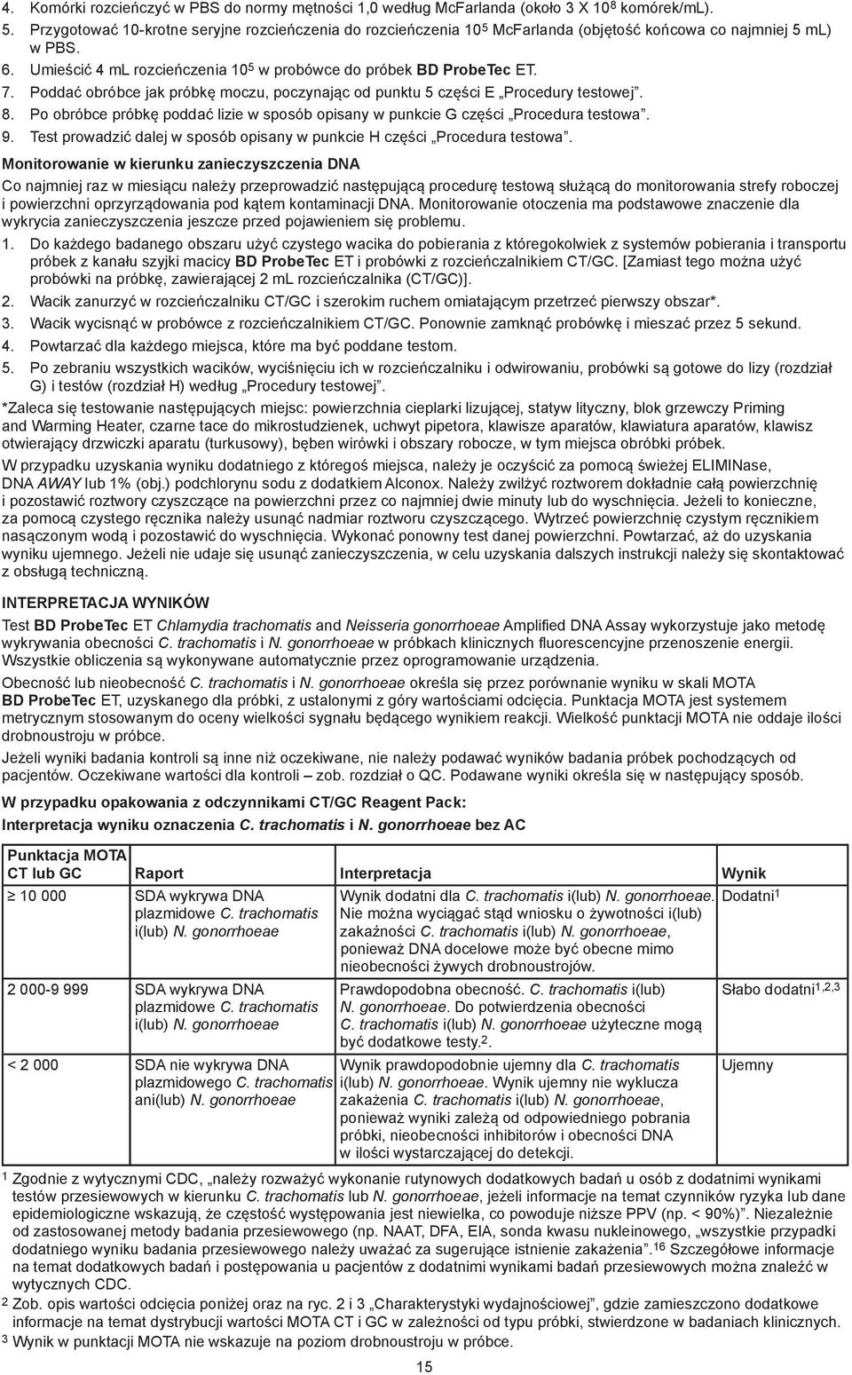 Poddać obróbce jak próbkę moczu, poczynając od punktu 5 części E Procedury testowej. 8. Po obróbce próbkę poddać lizie w sposób opisany w punkcie G części Procedura testowa. 9.