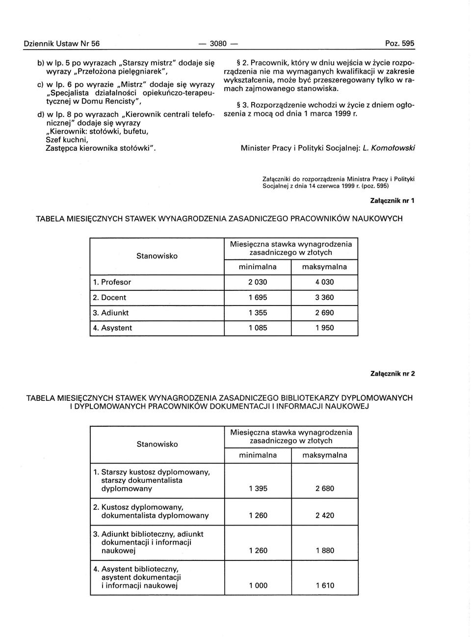 8 po wyrazach "Kierownik centrali telefonicznej" dodaje się wyrazy "Kierownik: stołówki, bufetu, Szef kuchni, Zastępca kierownika stołówki". 2.