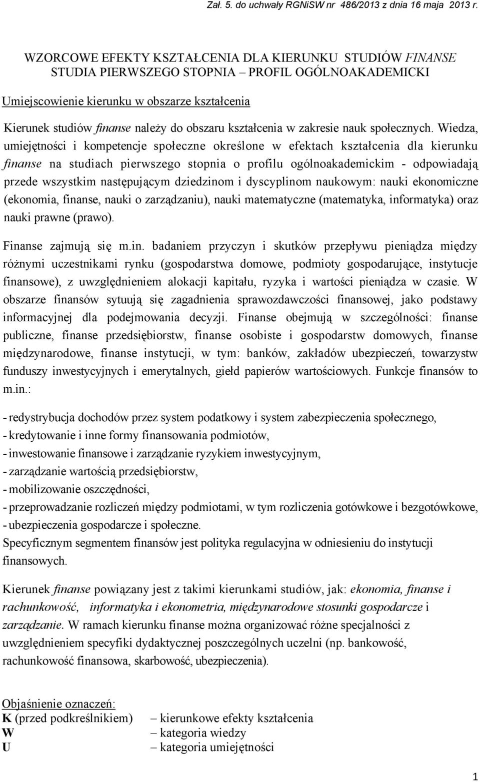 Wiedza, umiejętności i kompetencje społeczne określone w efektach kształcenia dla kierunku finanse na studiach pierwszego stopnia o profilu ogólnoakademickim - odpowiadają przede wszystkim