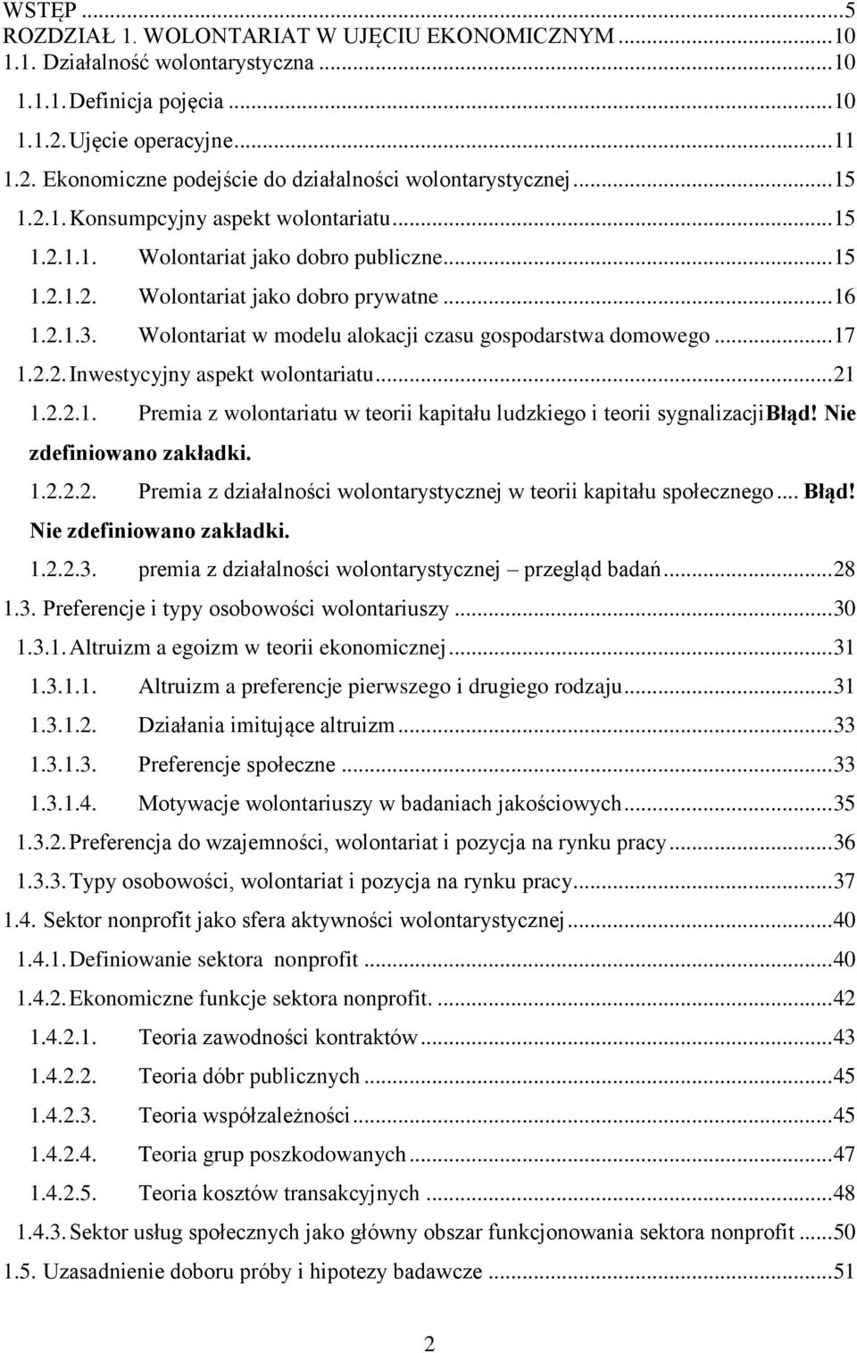 Wolontariat w modelu alokacji czasu gospodarstwa domowego... 17 1.2.2. Inwestycyjny aspekt wolontariatu... 21 1.2.2.1. Premia z wolontariatu w teorii kapitału ludzkiego i teorii sygnalizacjibłąd!
