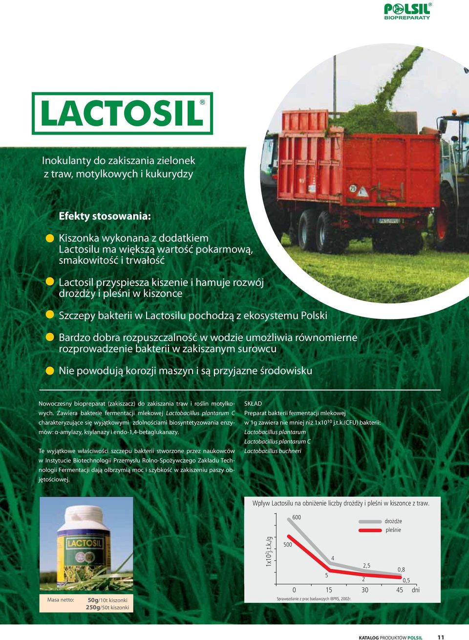zakiszanym surowcu Nie powodują korozji maszyn i są przyjazne środowisku Nowoczesny biopreparat (zakiszacz) do zakiszania traw i roślin motylkowych.