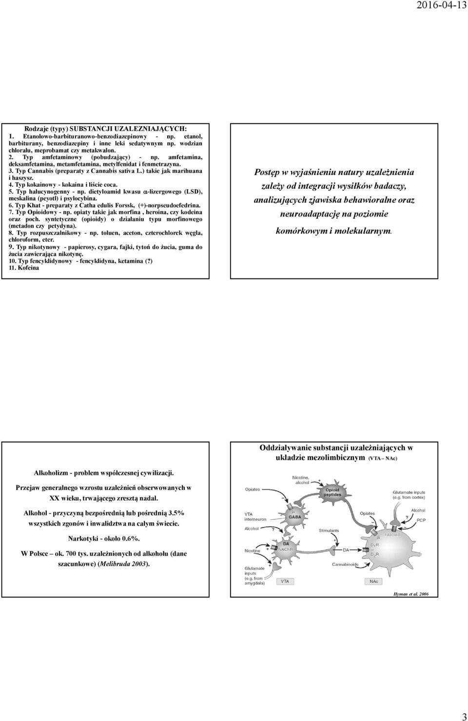 Typkokainowy-kokainailiściecoca. 5. Typ halucynogenny - np. dietyloamid kwasu α-lizergowego (LSD), meskalina(peyotl) i psylocybina. 6. Typ Khat- preparaty z Catha edulis Forssk, (+)-norpseudoefedrina.