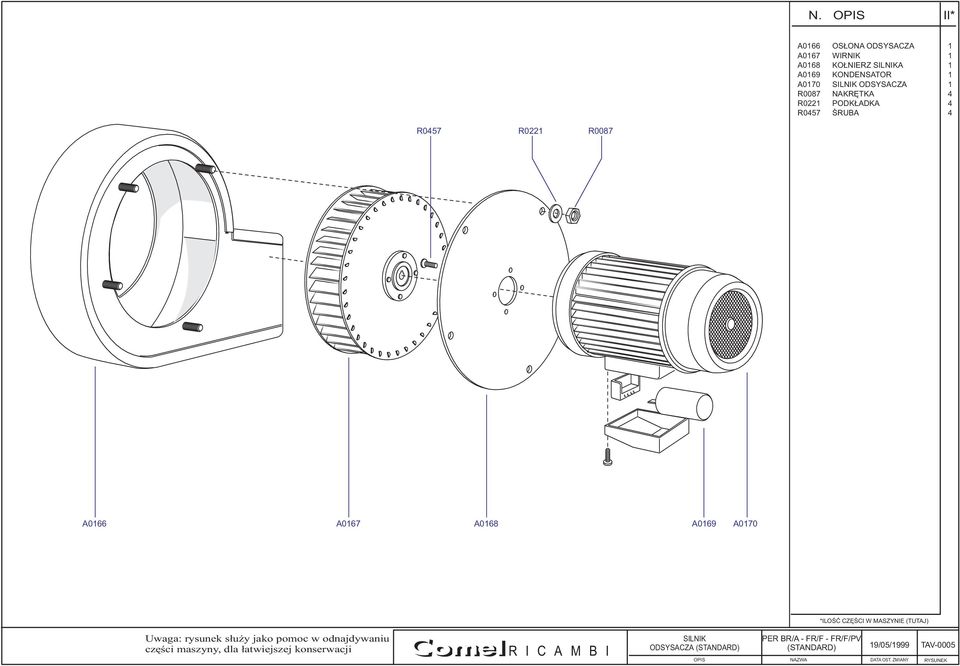 odnajdywaniu części maszyny, dla łatwiejszej konserwacji R I C A M B I * ILOŚĆ CZĘŚCI W