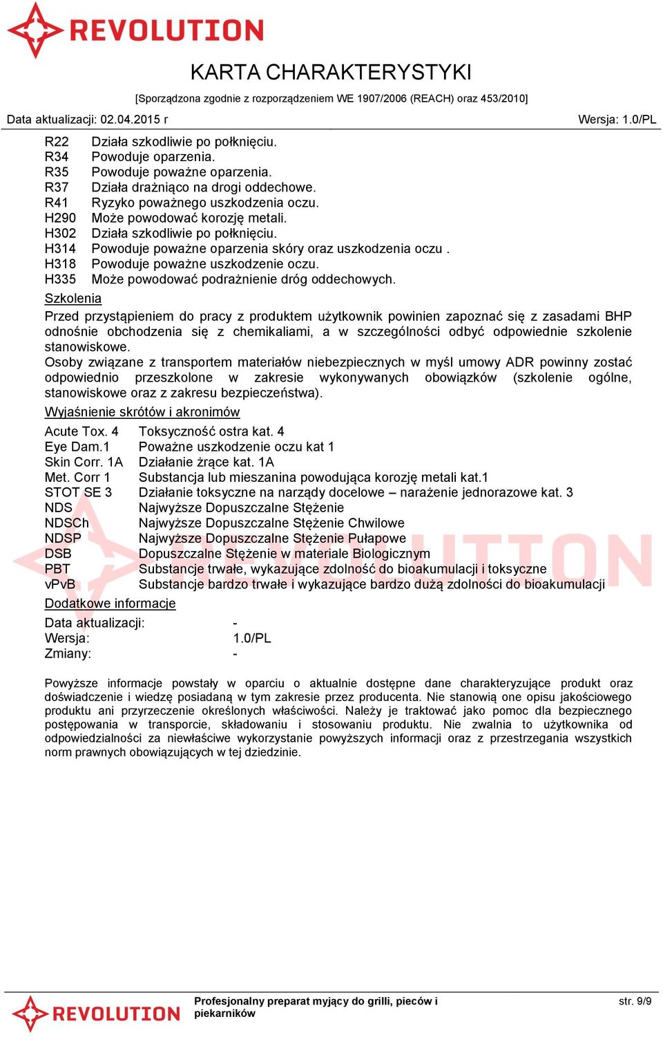 H335 Może powodować podrażnienie dróg oddechowych.