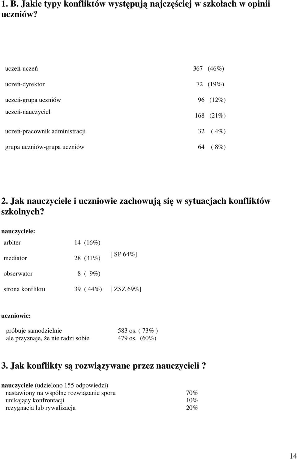 Jak nauczyciele i uczniowie zachowuj si w sytuacjach konfliktów szkolnych?