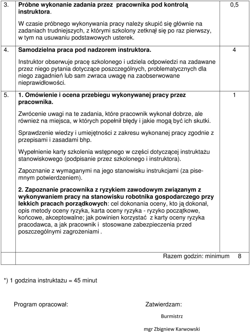 Samodzielna praca pod nadzorem instruktora.