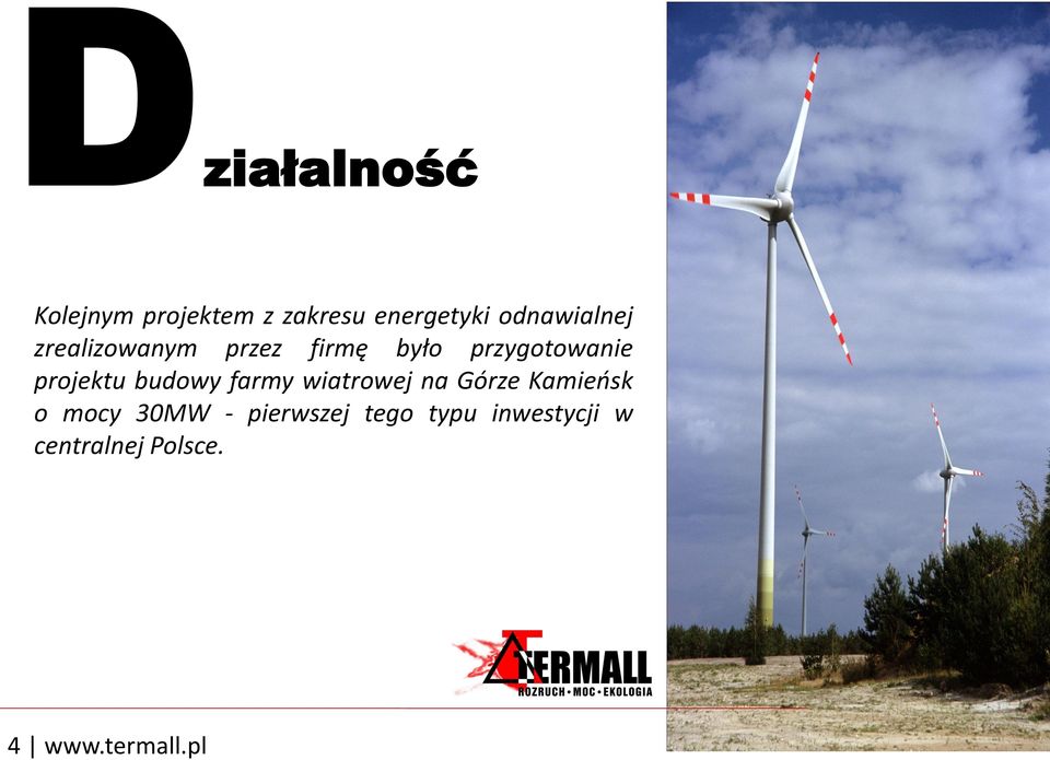 projektu budowy farmy wiatrowej na Górze Kamieńsk o mocy