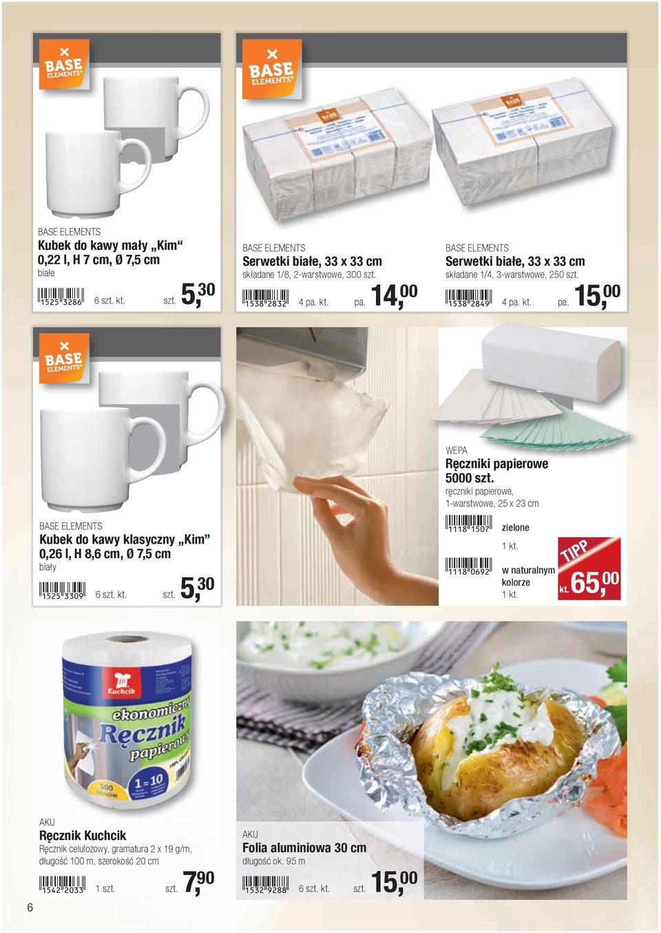 1525-ddaj! 6 szt. kt. szt. 5, 30 WEPA Ręczniki papierowe 5000 szt. ręczniki papierowe, 1-warstwowe, 25 x 23 cm!1118-bfah! zielone!1118-agjc! 1 kt. w naturalnym kolorze 1 kt. TIPP kt.