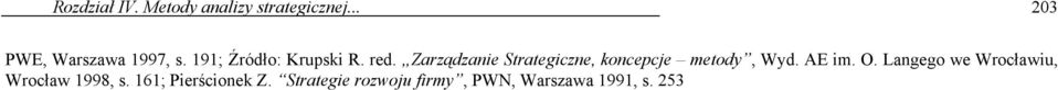 Zarządzanie Strategiczne, koncepcje metody, Wyd. AE im. O.