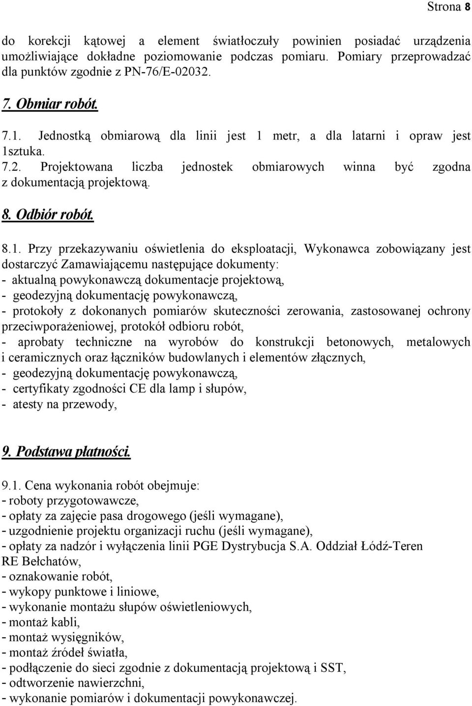 Odbiór robót. 8.1.