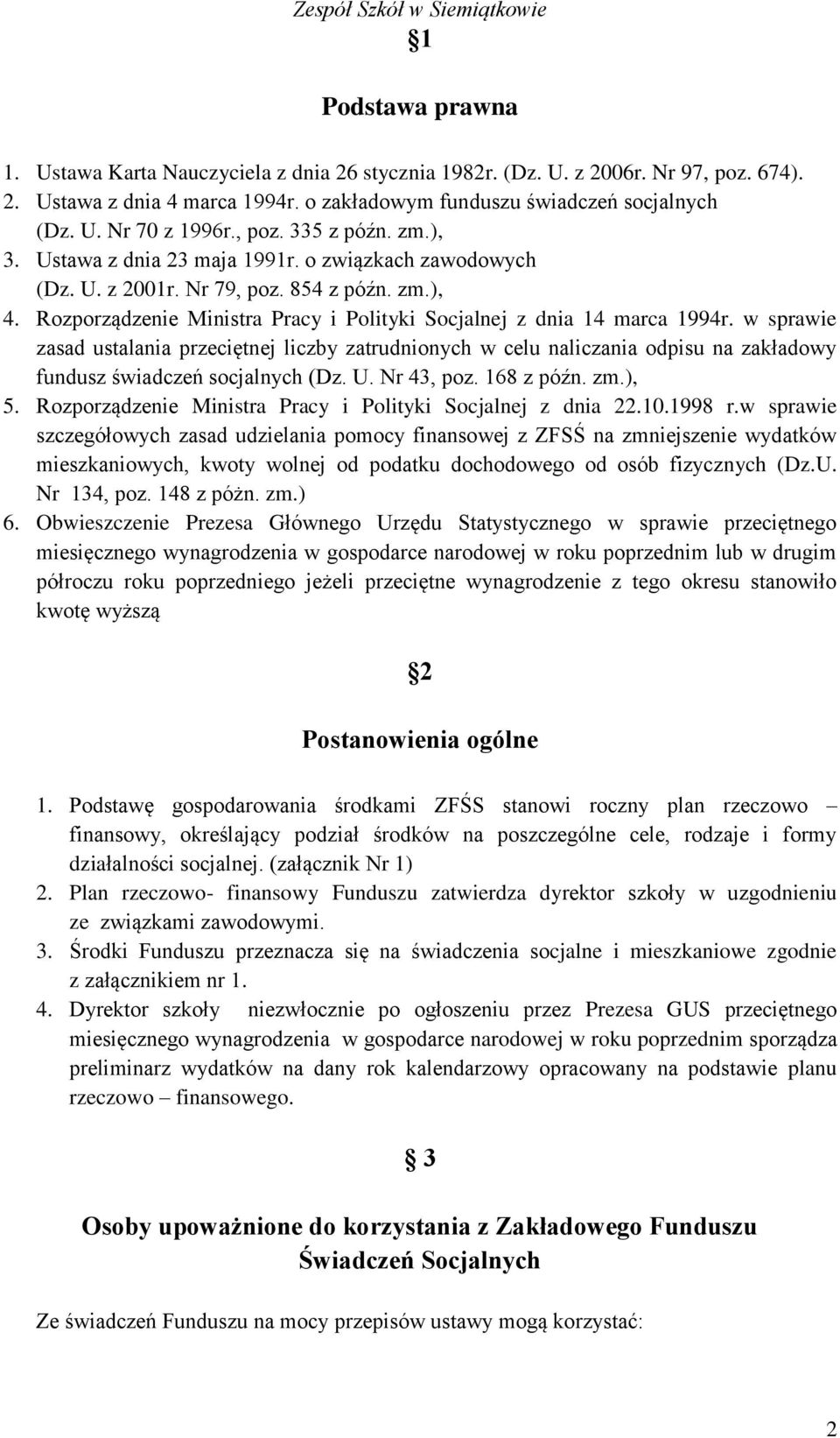 Rozporządzenie Ministra Pracy i Polityki Socjalnej z dnia 14 marca 1994r.