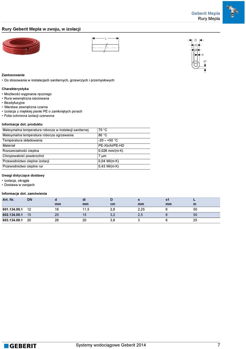 prouktu Maksymalna temperatura robocza w instalacji sanitarnej 70 C Maksymalna temperatura robocza ogrzewania 80 C Temperatura skłaowania -20 +50 C PE-Xb/Al/PE-D Rozszerzalność cieplna 0,026 /(m K)