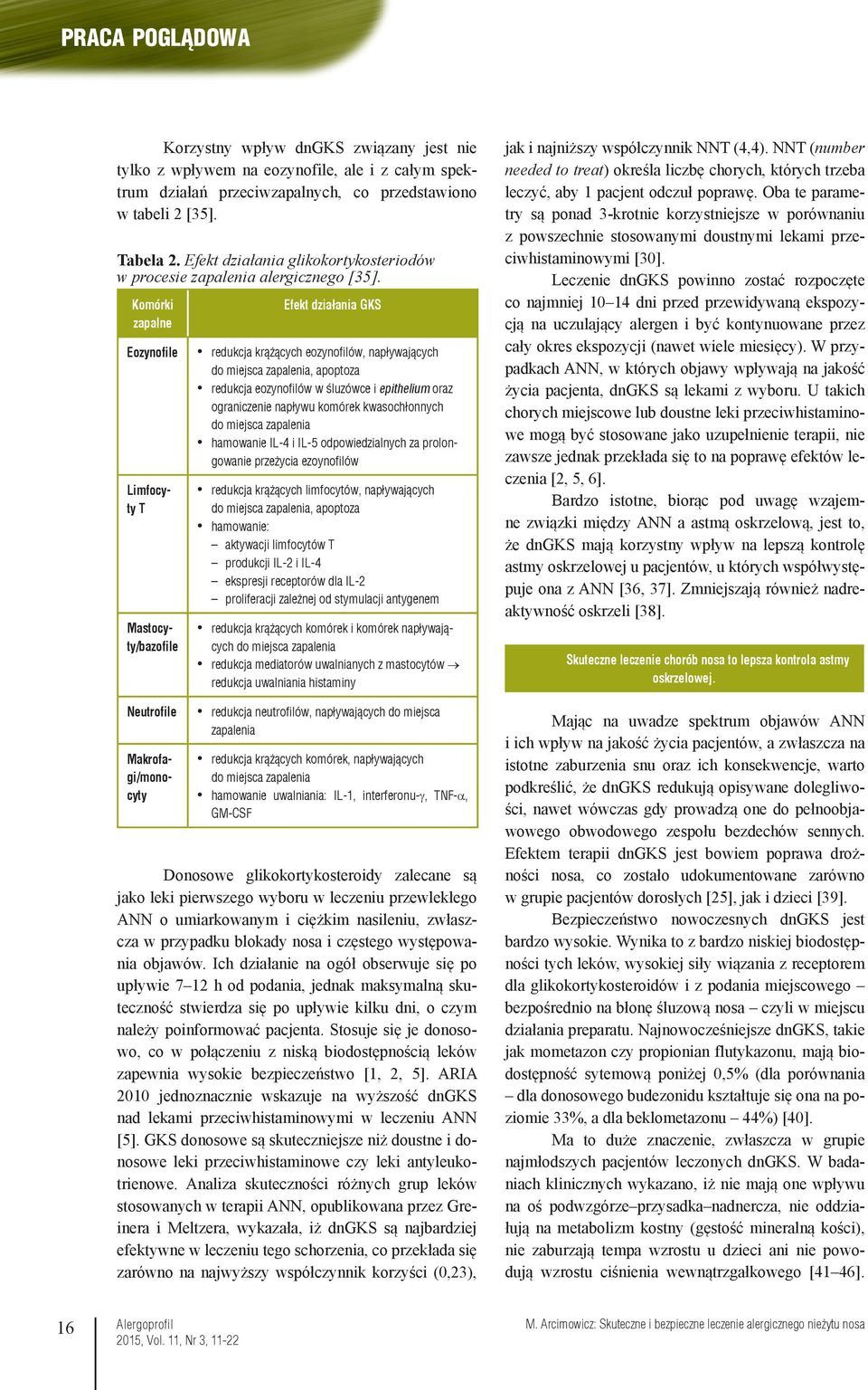 Komórki zapalne Eozynofile Limfocyty T Mastocyty/bazofile Neutrofile Makrofagi/monocyty Efekt działania GKS redukcja krążących eozynofilów, napływających do miejsca zapalenia, apoptoza redukcja