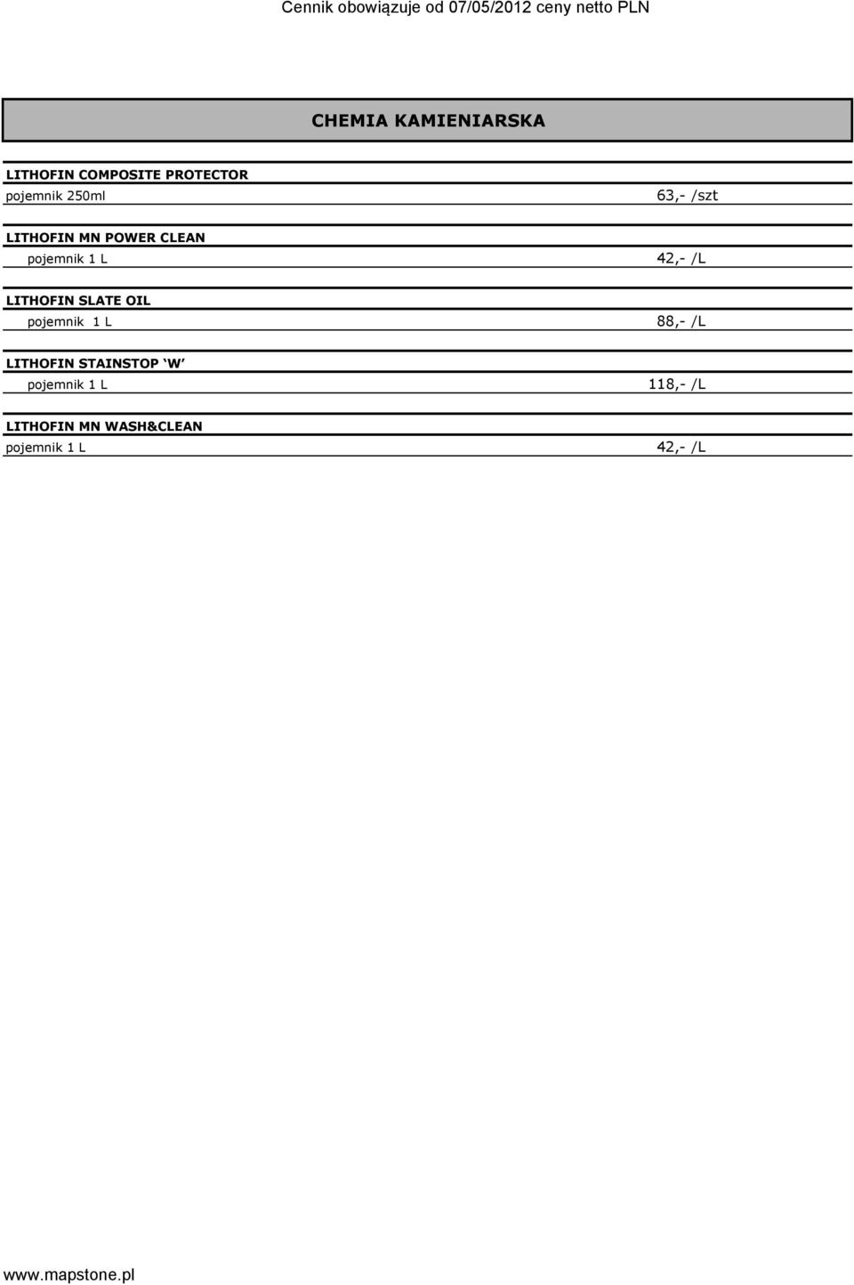 LITHOFIN SLATE OIL pojemnik 1 L 88,- /L LITHOFIN STAINSTOP W