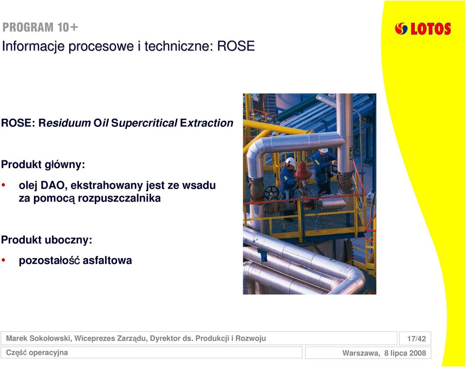 rozpuszczalnika Produkt uboczny: pozostałość asfaltowa Marek Sokołowski,
