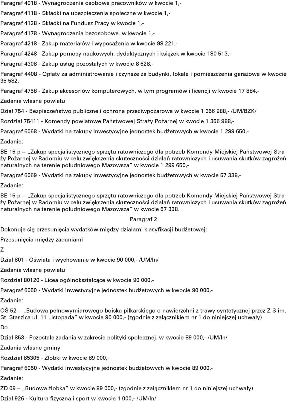w kwocie 1,- Paragraf 4218 - akup materiałów i wyposażenia w kwocie 98 221,- Paragraf 4248 - akup pomocy naukowych, dydaktycznych i książek w kwocie 180 513,- Paragraf 4308 - akup usług pozostałych w