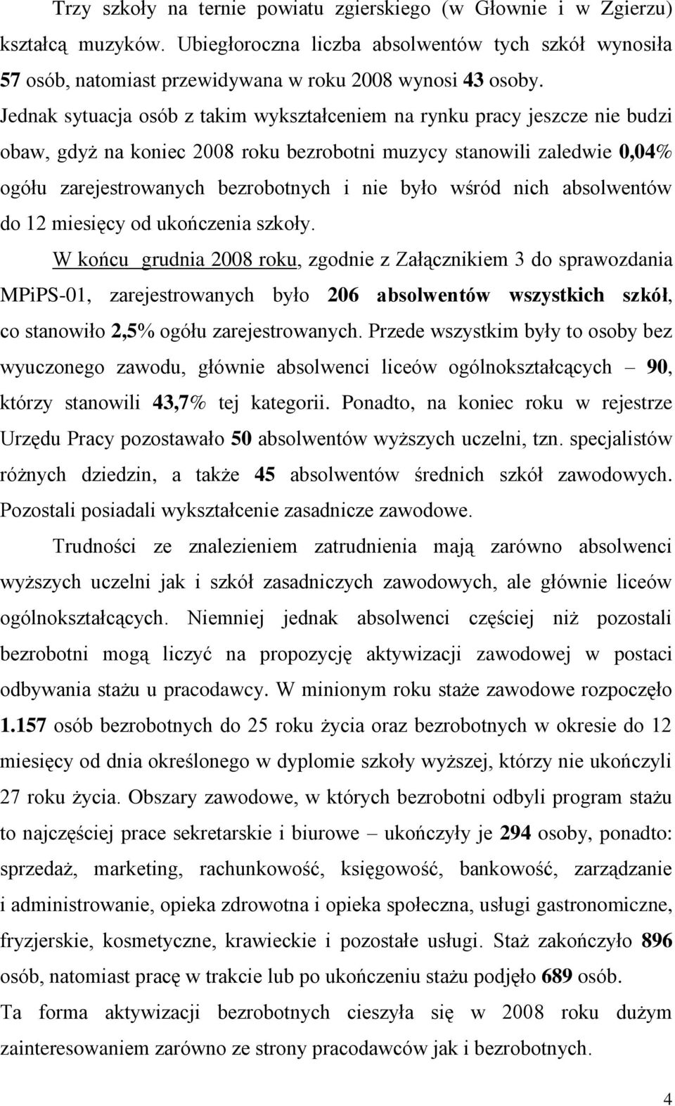 wśród nich absolwentów do 12 miesięcy od ukończenia szkoły.