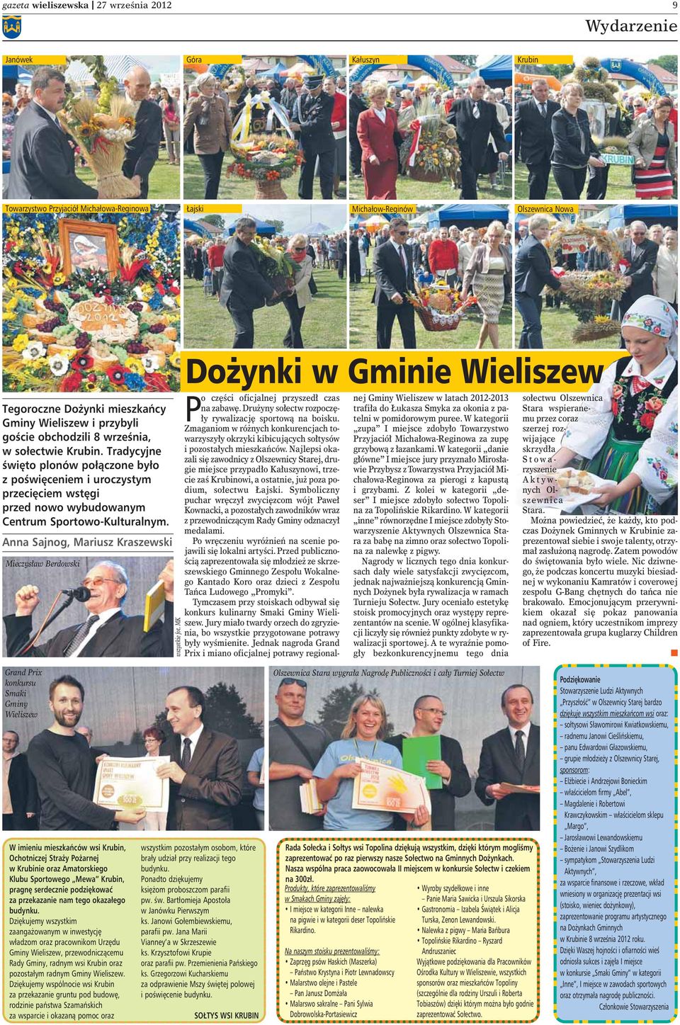 Aa Sajog, Mariusz Kraszewski Mieczys aw Berdowski wszystkie fot. MK Do yki w Gmiie Wieliszew P o cz Êci oficjalej przyszed czas a zabaw. Dru yy so ectw rozpocz - y rywalizacj sportowà a boisku.