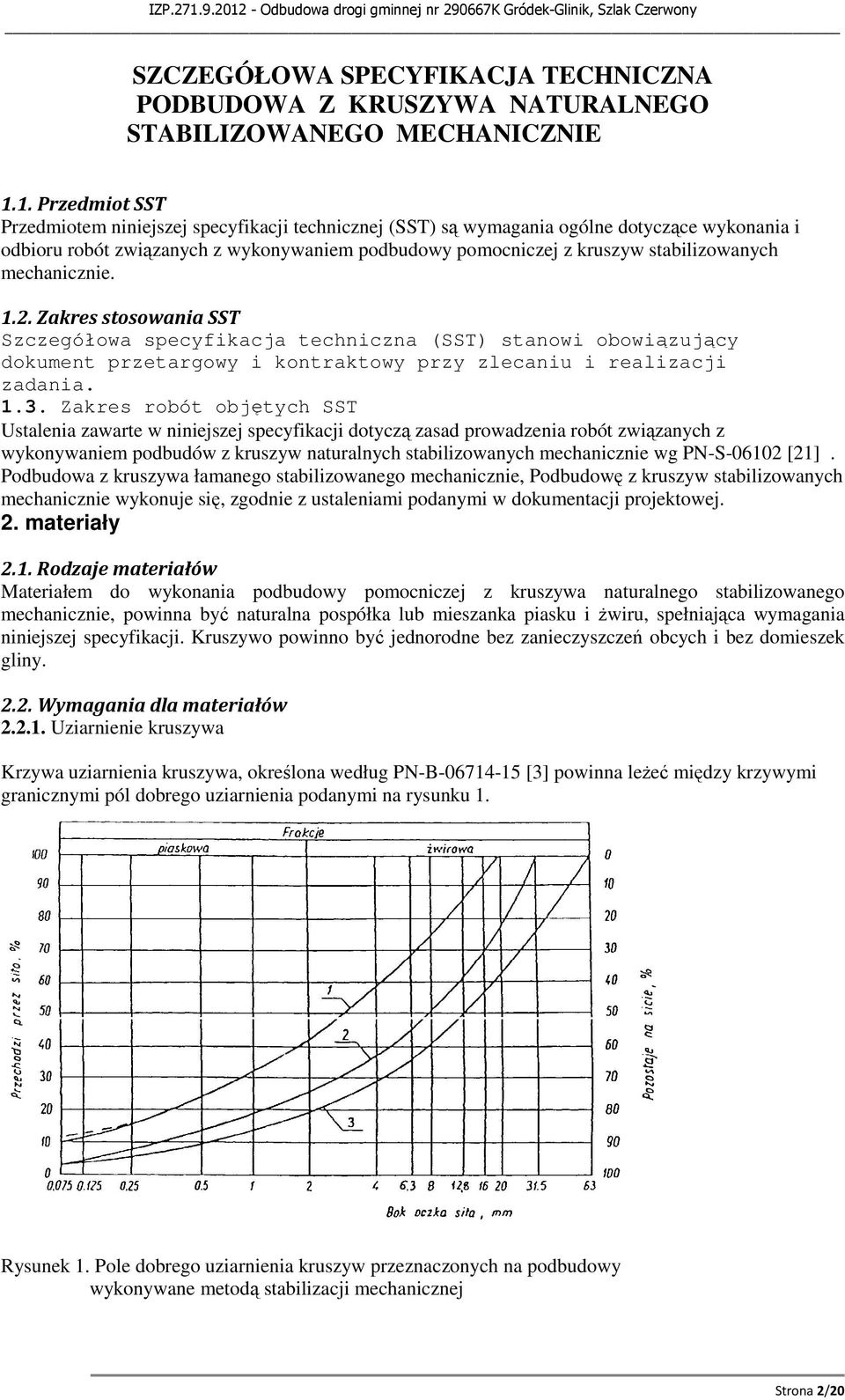 stabilizowanych mechanicznie. 1.2. Zakres stosowania SST Szczegółowa specyfikacja techniczna (SST) stanowi obowiązujący dokument przetargowy i kontraktowy przy zlecaniu i realizacji zadania. 1.3.