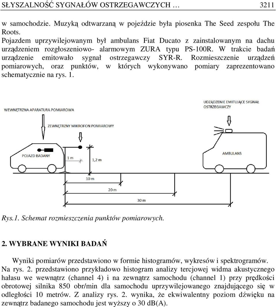 Rozmieszczenie urządzeń pomiarowych, oraz punktów, w których wykonywano pomiary zaprezentowano schematycznie na rys. 1. Rys.1. Schemat rozmieszczenia punktów pomiarowych. 2.