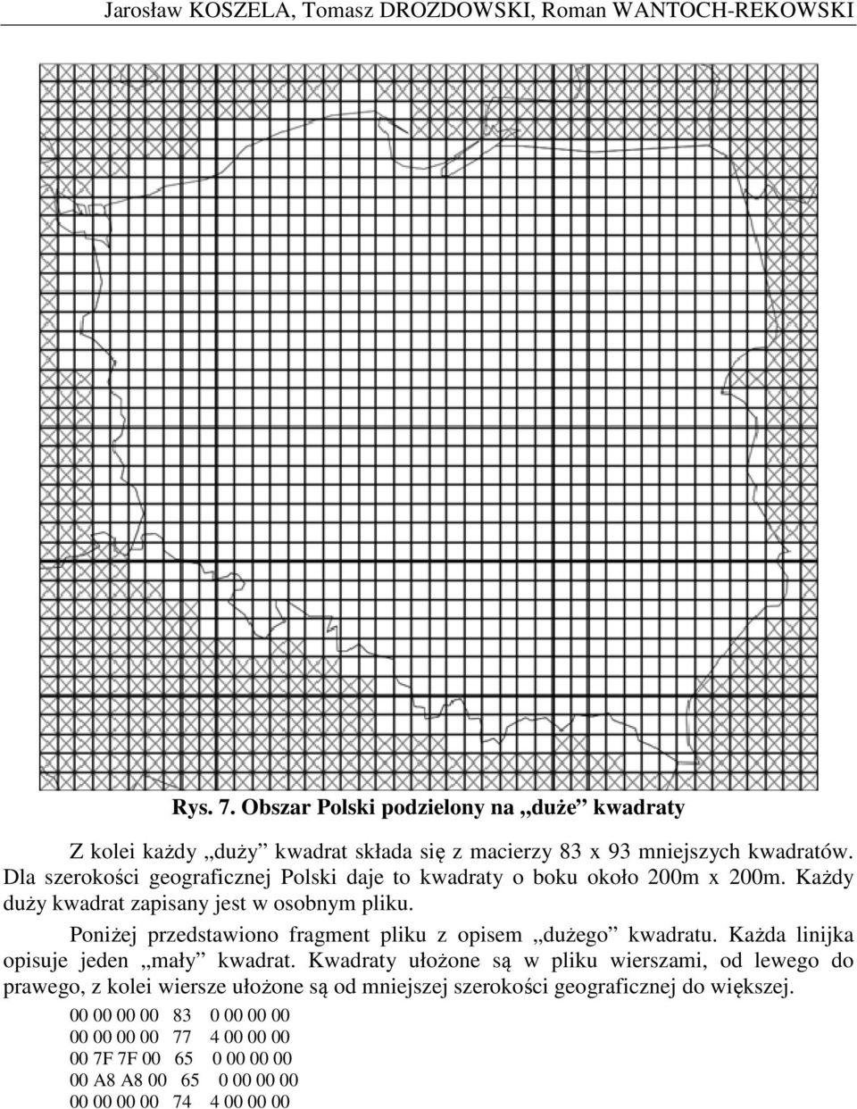Dla szerokości geograficznej Polski daje to kwadraty o boku około 200m x 200m. Każdy duży kwadrat zapisany jest w osobnym pliku.