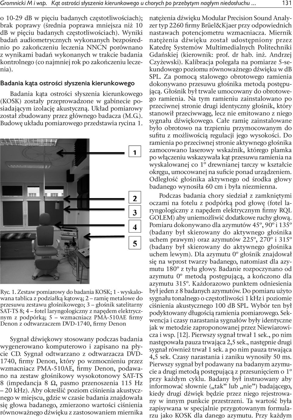 Wyniki badań audiometrycznych wykonanych bezpośrednio po zakończeniu leczenia NNCN porównano z wynikami badań wykonanych w trakcie badania kontrolnego (co najmniej rok po zakończeniu leczenia).