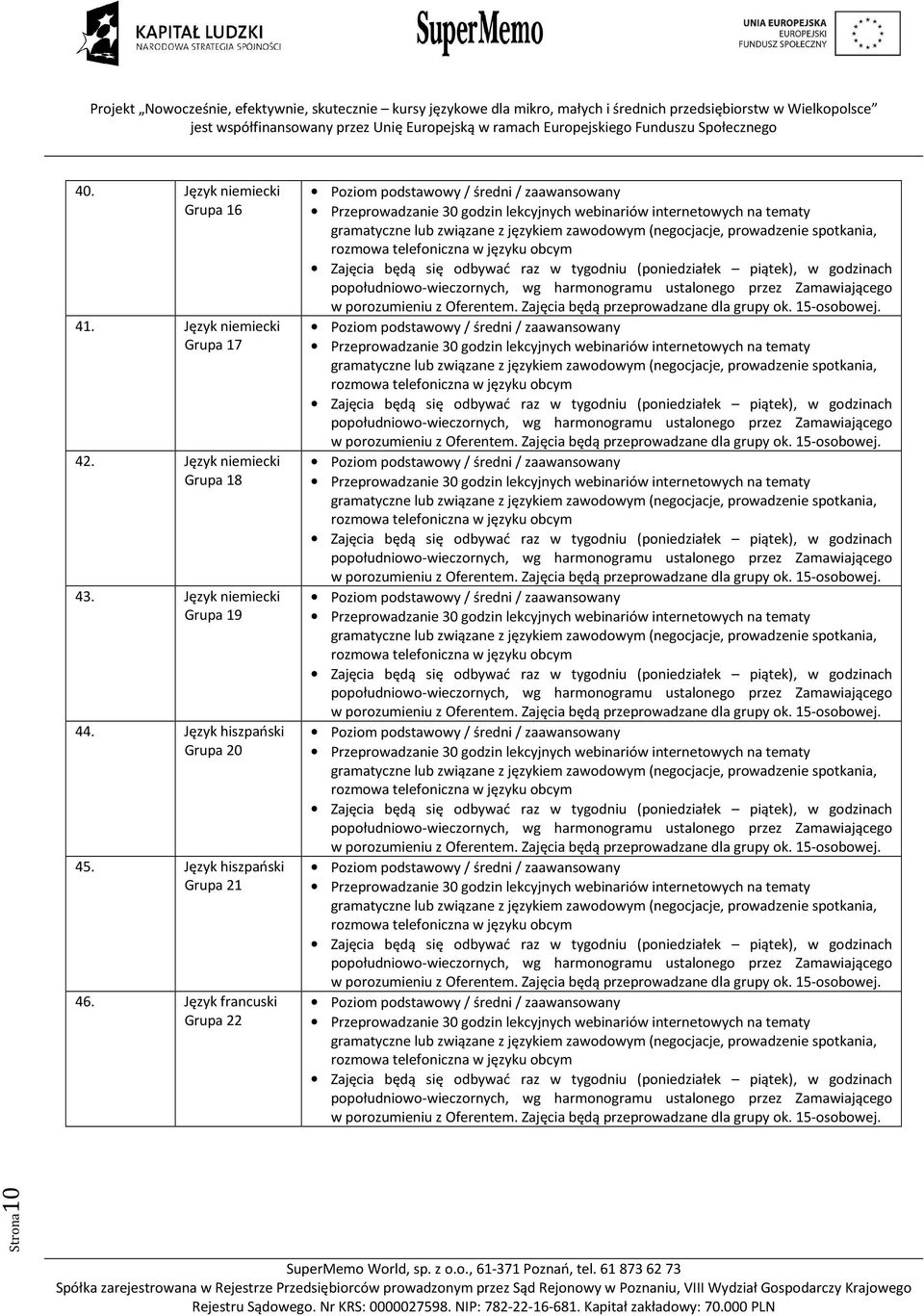 Język francuski Grupa 22 Poziom podstawowy / średni / zaawansowany Poziom podstawowy / średni / zaawansowany Poziom podstawowy