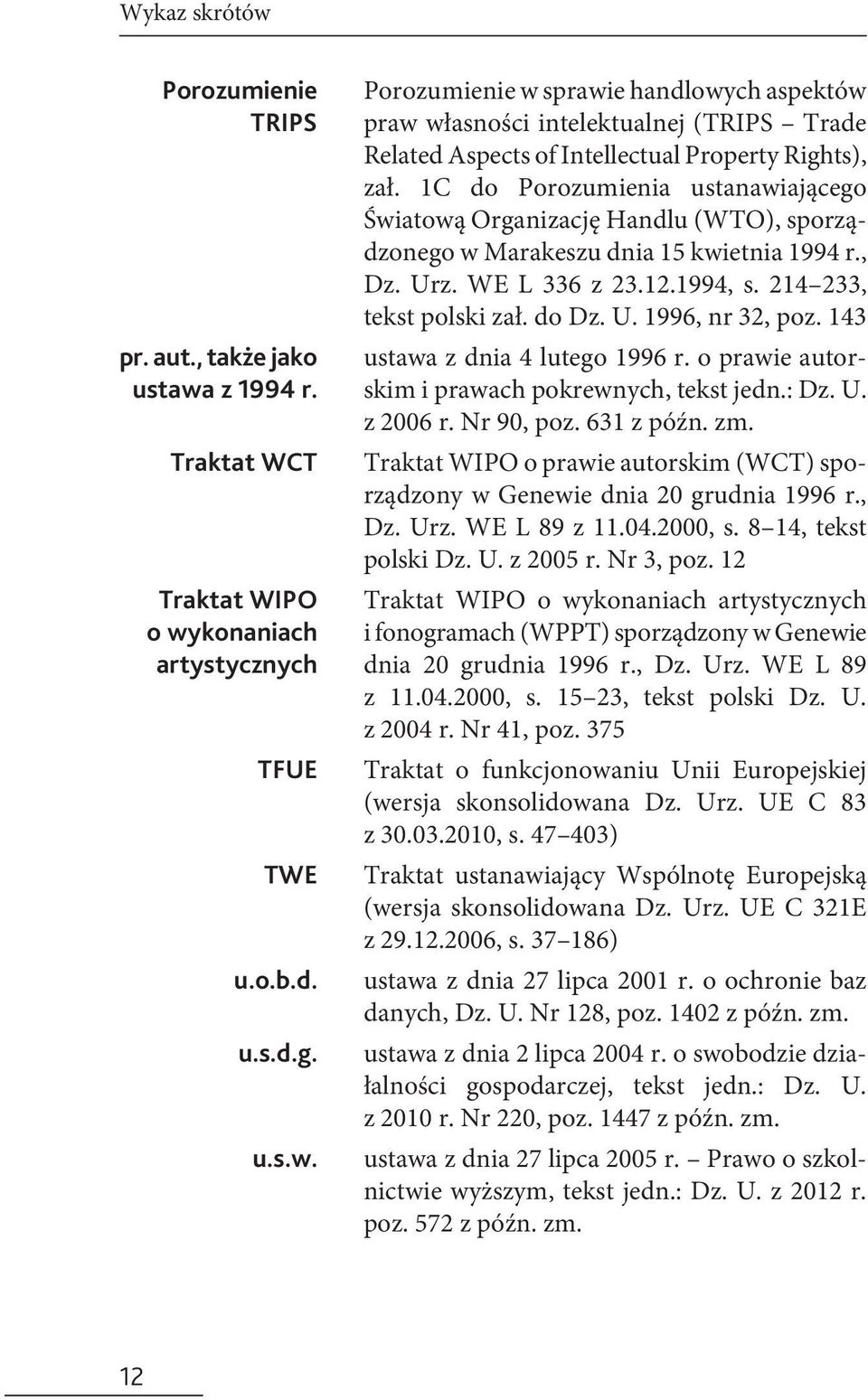1C do Porozumienia ustanawiającego Światową Organizację Handlu (WTO), sporządzonego w Marakeszu dnia 15 kwietnia 1994 r., Dz. Urz. WE L 336 z 23.12.1994, s. 214 233, tekst polski zał. do Dz. U. 1996, nr 32, poz.