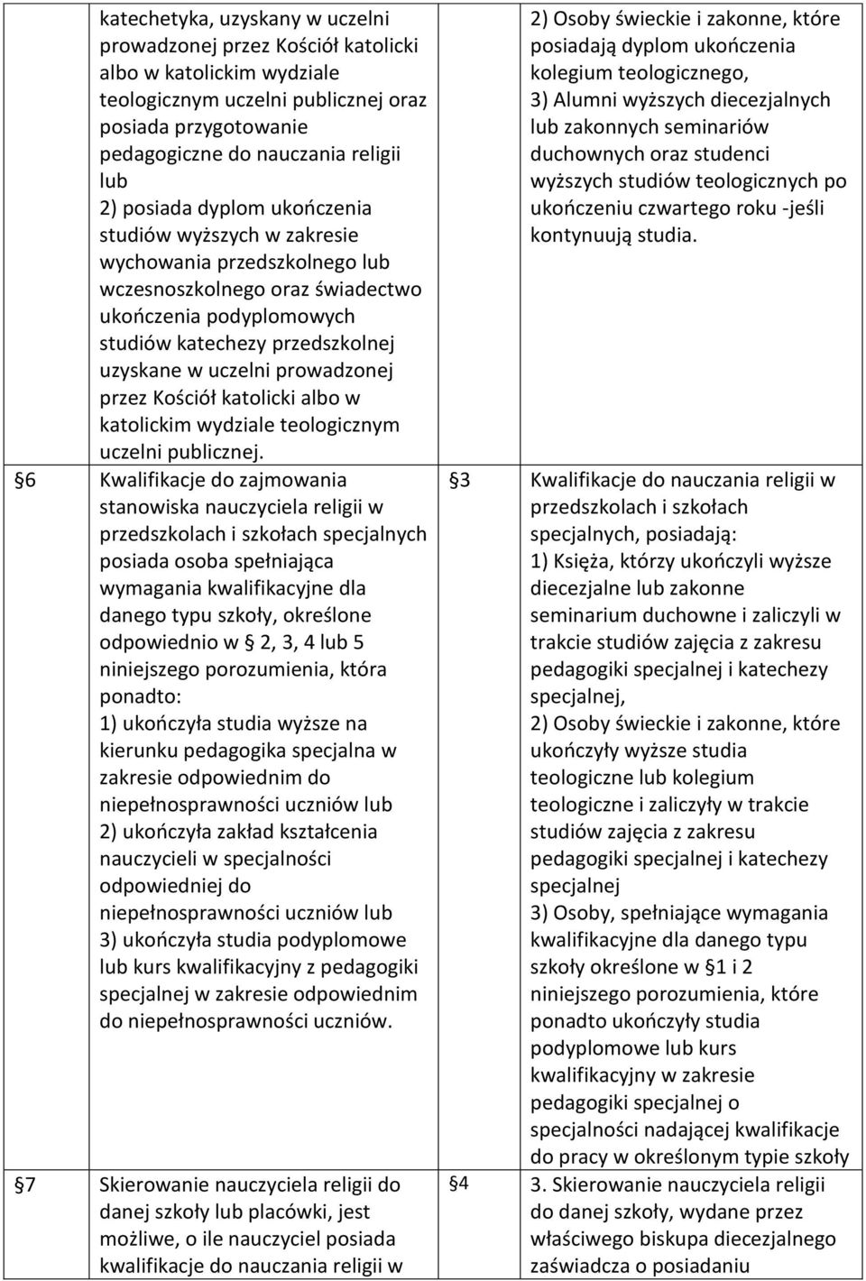 6 Kwalifikacje do zajmowania przedszkolach i szkołach specjalnych posiada osoba spełniająca wymagania kwalifikacyjne dla danego typu szkoły, określone odpowiednio w 2, 3, 4 5 niniejszego