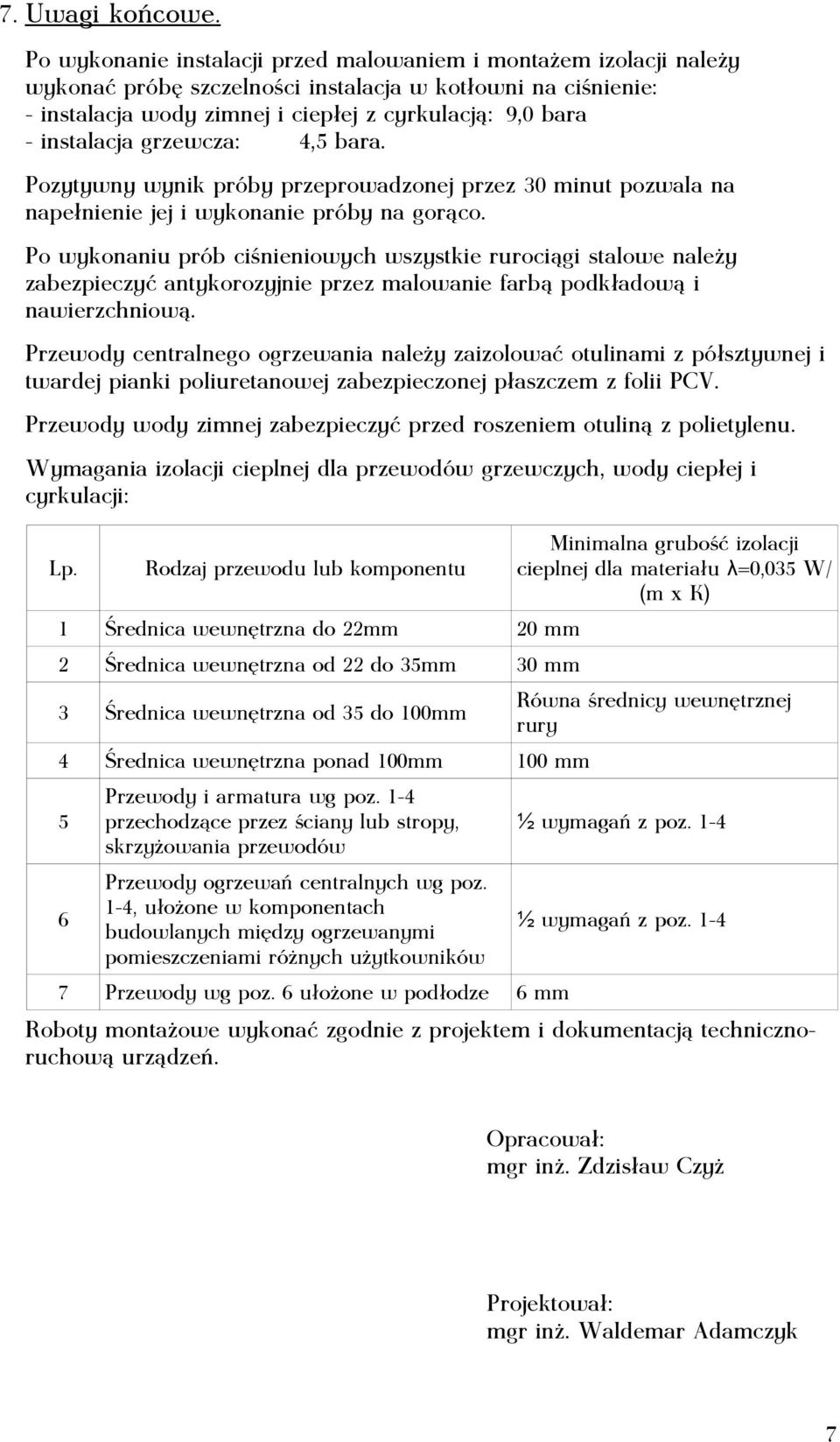instalacja grzewcza: 4,5 bara. Pozytywny wynik próby przeprowadzonej przez 30 minut pozwala na napełnienie jej i wykonanie próby na gorąco.