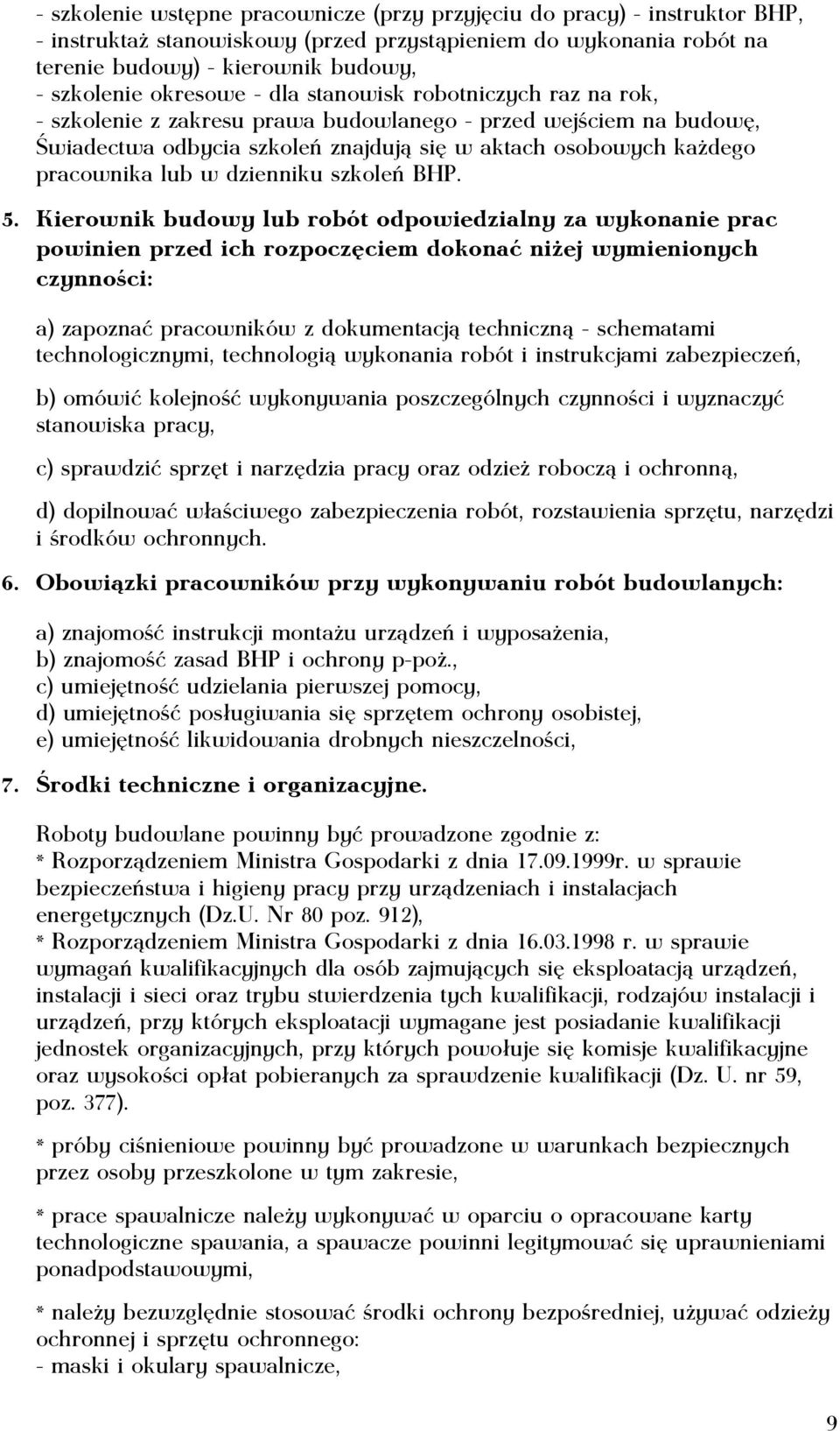 w dzienniku szkoleń BHP. 5.