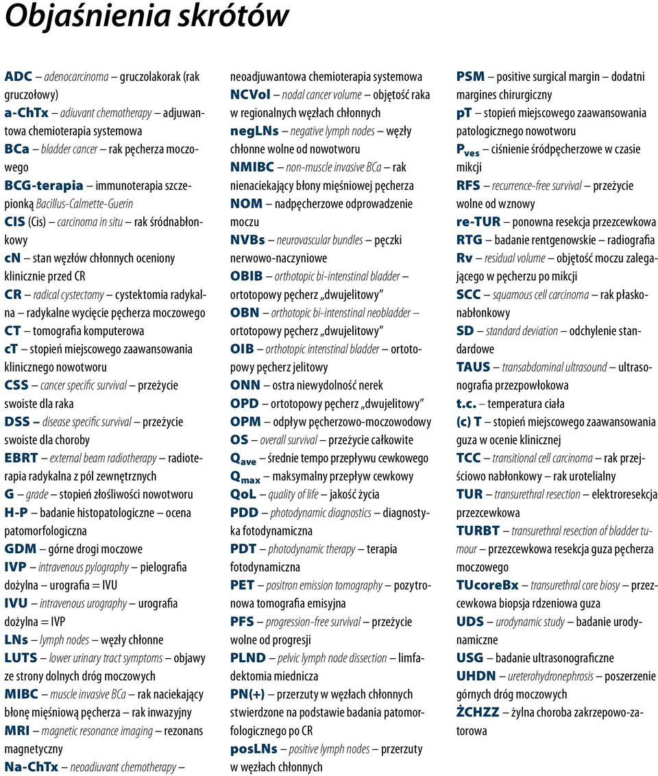 radykalne wycięcie pęcherza moczowego CT tomografia komputerowa ct stopień miejscowego zaawansowania klinicznego nowotworu CSS cancer specific survival przeżycie swoiste dla raka DSS disease specific