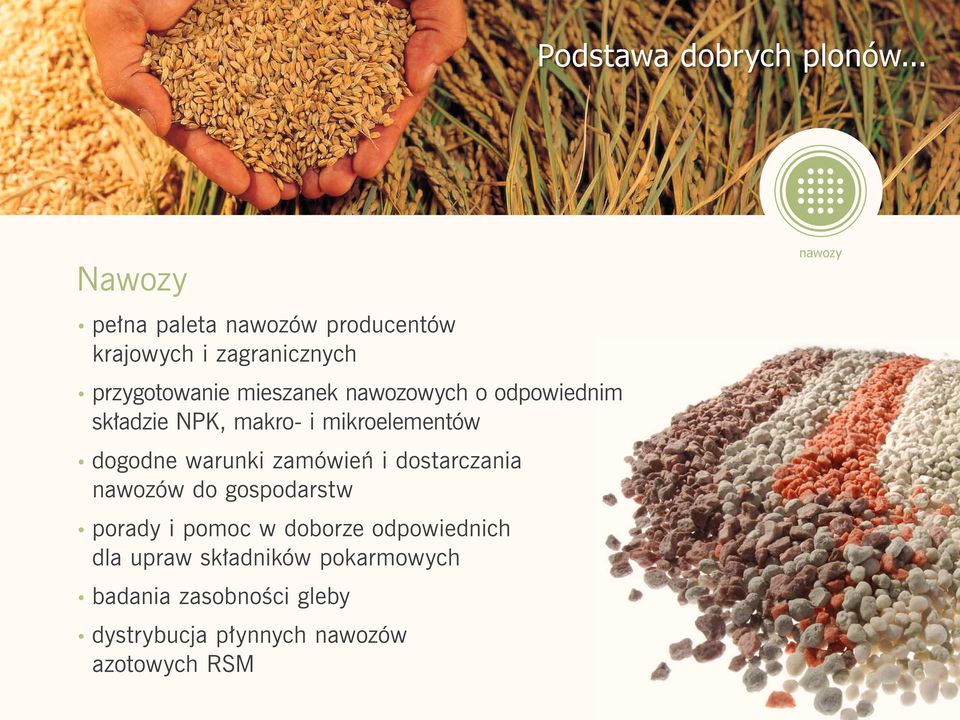 mieszanek nawozowych o odpowiednim składzie NPK, makro- i mikroelementów dogodne warunki
