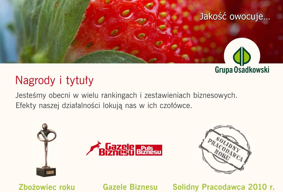 Efekty naszej działalności lokują nas w ich czołówce.