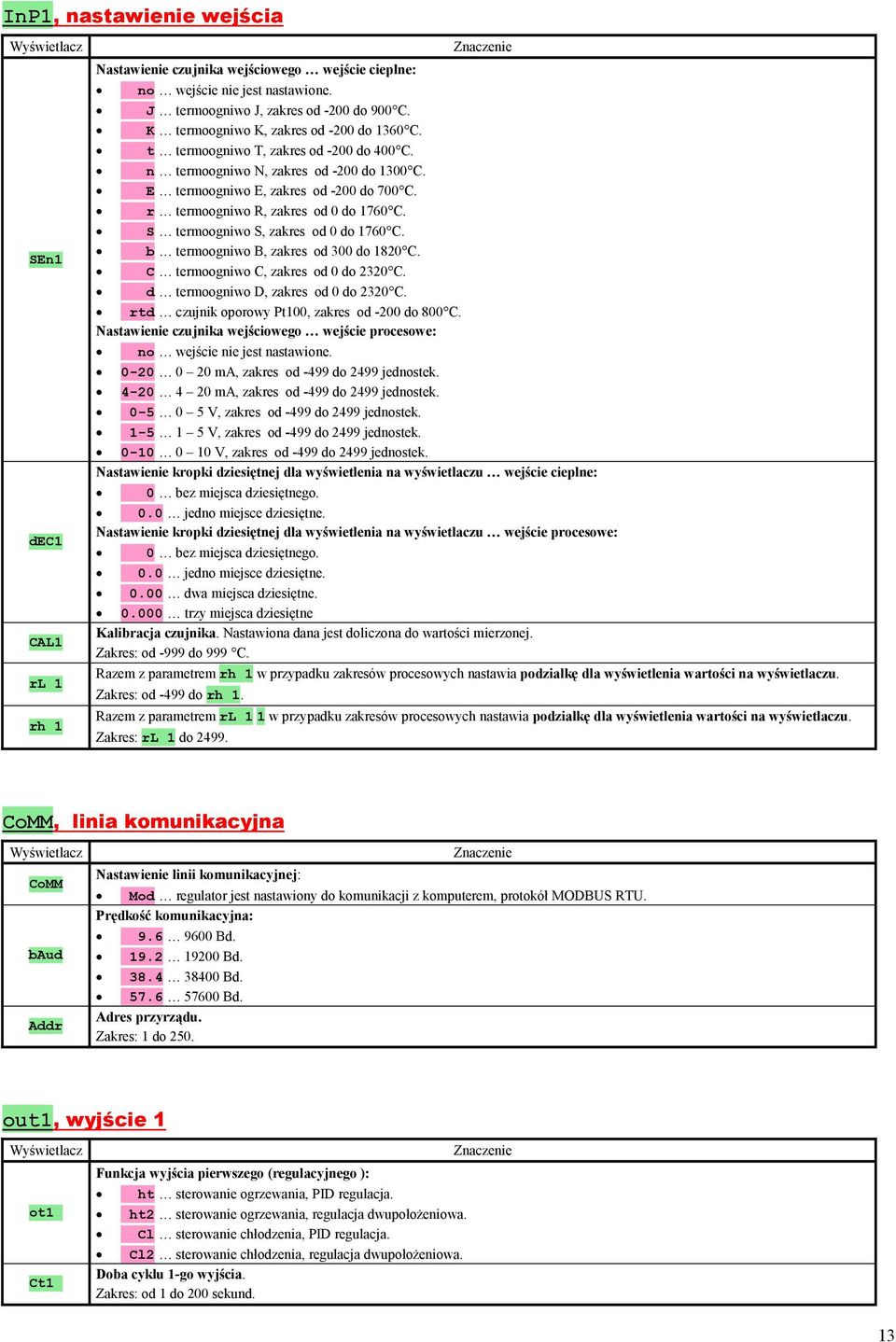 r termoogniwo R, zakres od 0 do 1760 C. S termoogniwo S, zakres od 0 do 1760 C. b termoogniwo B, zakres od 300 do 1820 C. C termoogniwo C, zakres od 0 do 2320 C.