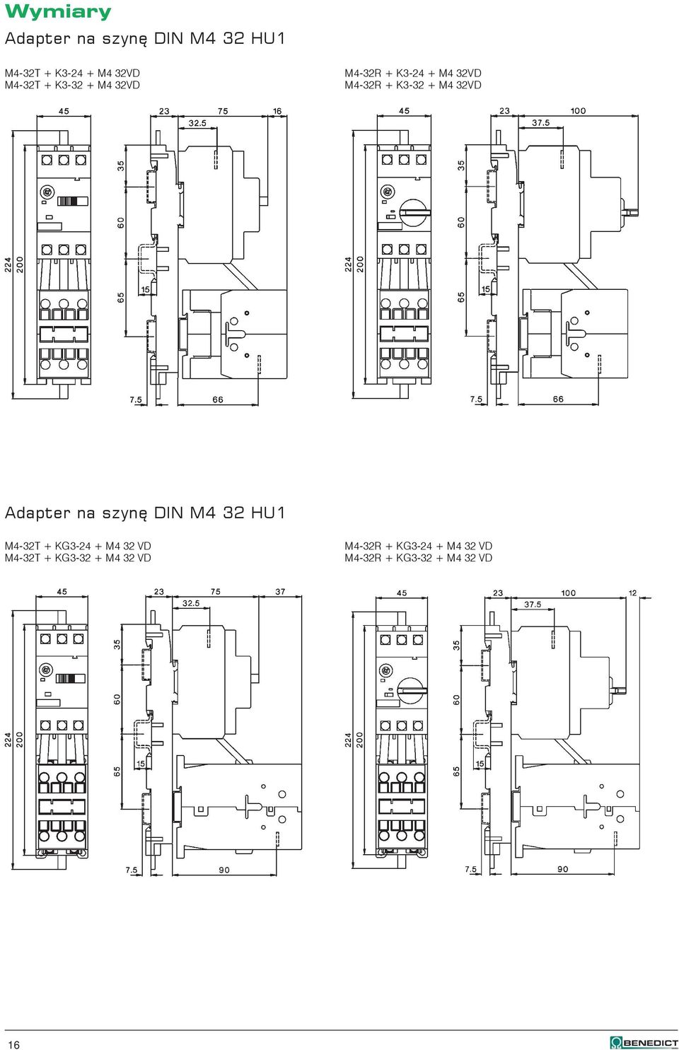 32VD Adapter na szynę DIN M4 32 HU1 M4-32T + KG3-24 + M4 32 VD M4-32T