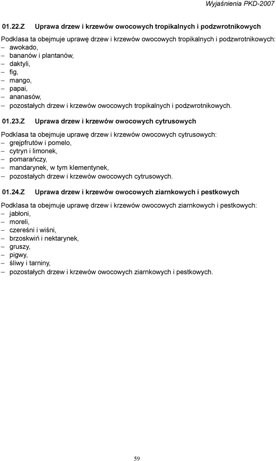 mango, papai, ananasów, pozostałych drzew i krzewów owocowych tropikalnych i podzwrotnikowych. 01.23.