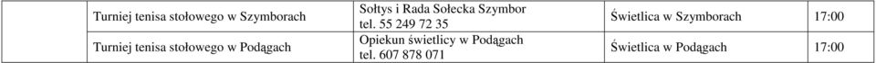 Szymborach 17:00 Świetlica w