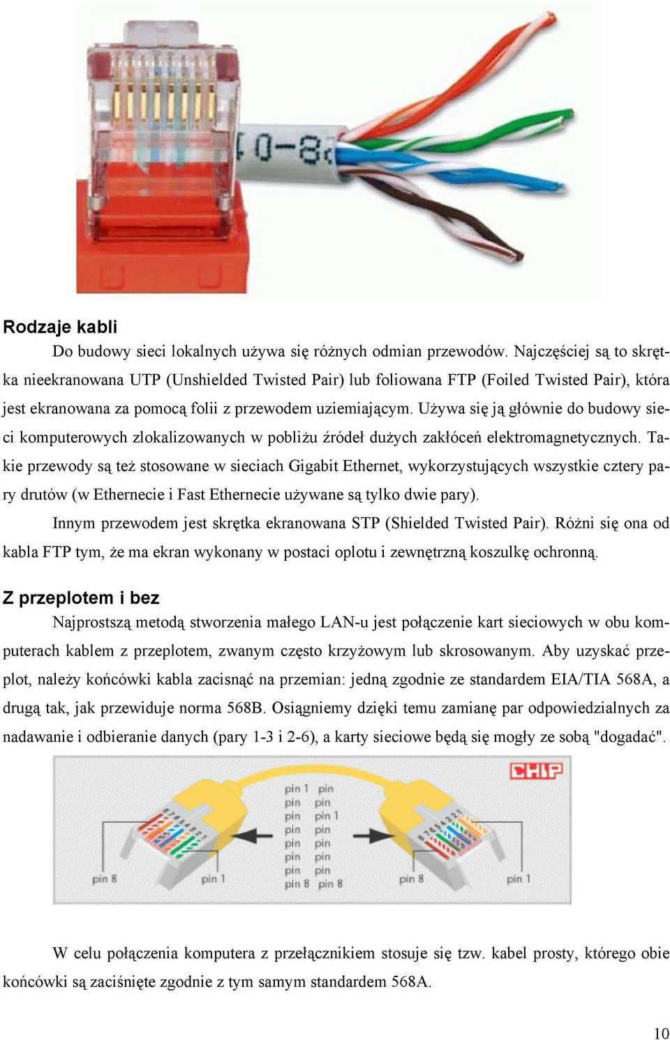 Używa się ją głównie do budowy sieci komputerowych zlokalizowanych w pobliżu źródeł dużych zakłóceń elektromagnetycznych.