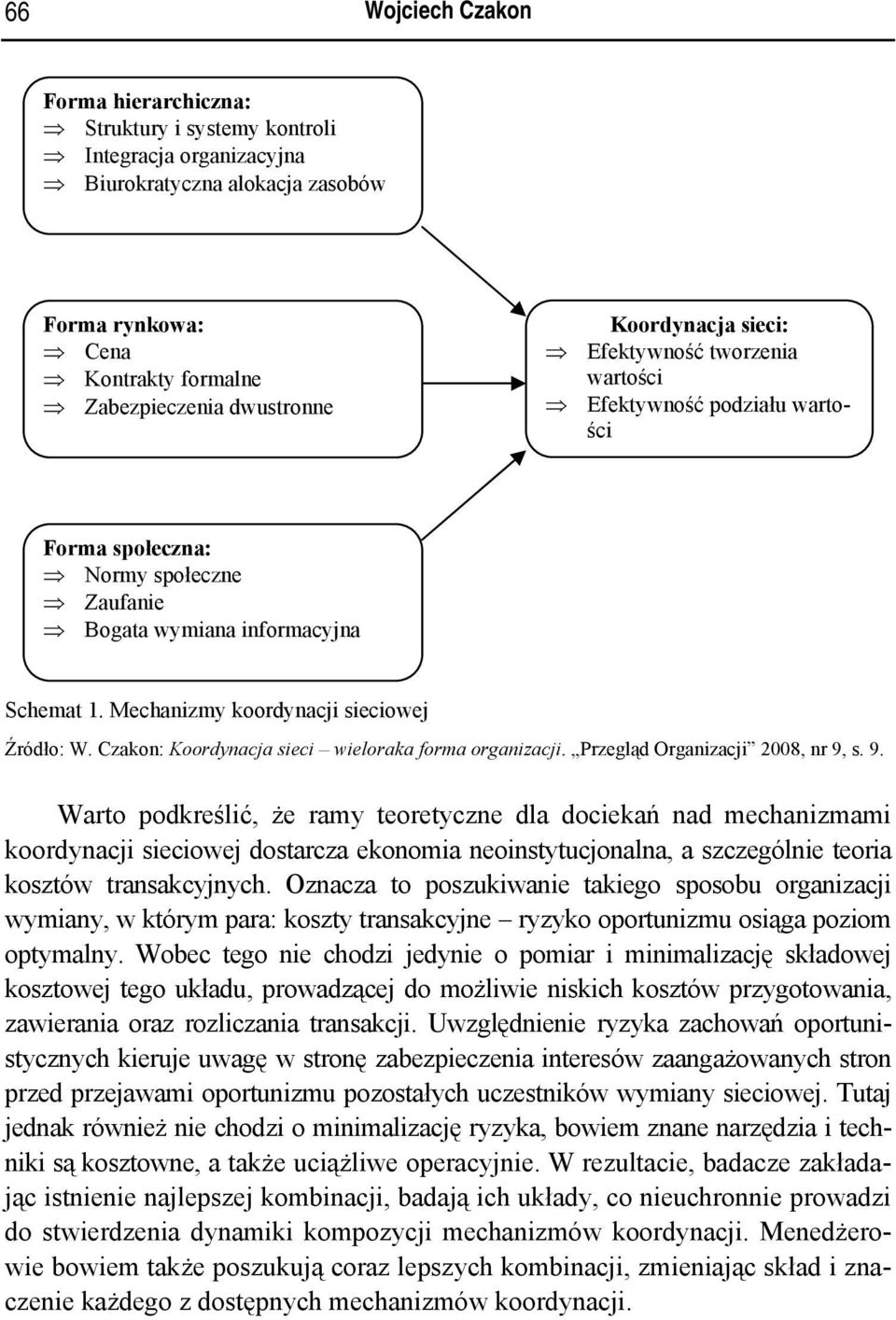 Mechanizmy koordynacji sieciowej Źródło: W. Czakon: Koordynacja sieci wieloraka forma organizacji. Przegląd Organizacji 2008, nr 9,