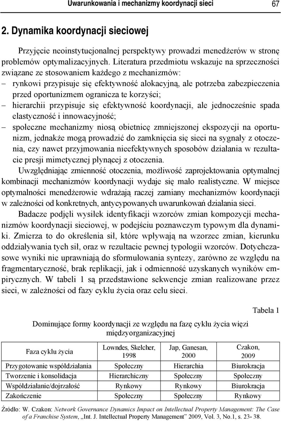 te korzyści; hierarchii przypisuje się efektywność koordynacji, ale jednocześnie spada elastyczność i innowacyjność; społeczne mechanizmy niosą obietnicę zmniejszonej ekspozycji na oportunizm,
